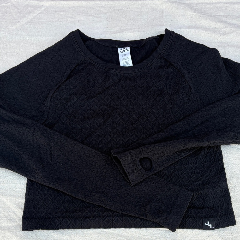 JoyLab Black Quilted Long Sleeve Top with Thumbholes